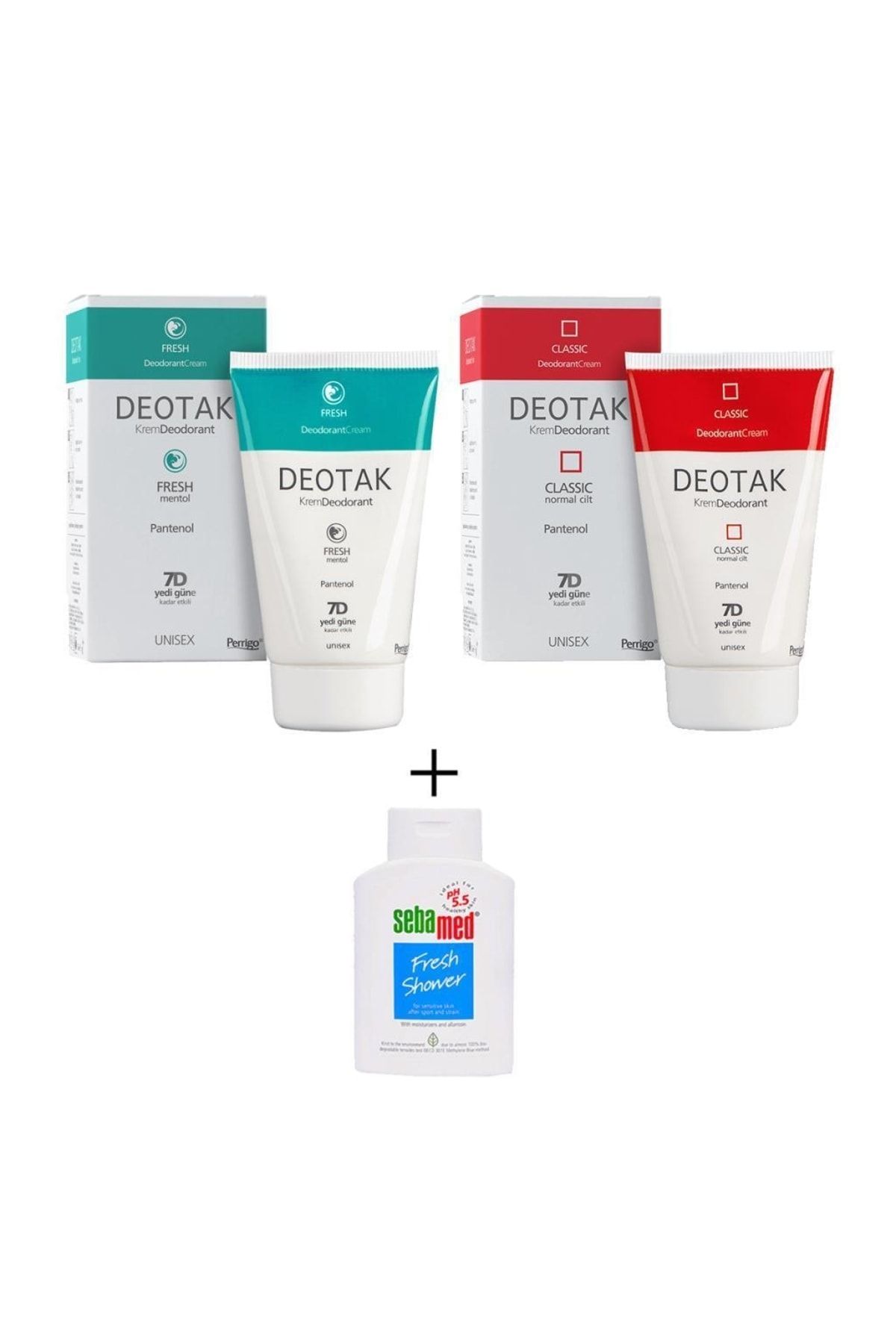 Deotak Krem Deodorant Classic 35 ml + Fresh 35 ml + Sebamed Duş Jeli 20 ml