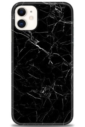 Iphone 11 Kılıf Hd Baskılı Kılıf - Siyah Mermer + Temperli Cam tmap-iphone-11-v-76-cm