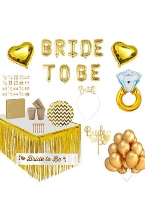 Bekarlığa Veda Bride To Be Gold Set Luxury No-2a luxuryhappylandgoldbridekk2A