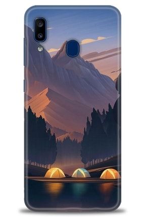 Samsung Galaxy A30 Kılıf Hd Baskılı Kılıf - Mountain Camp + Temperli Cam amsm-a30-v-214-cm