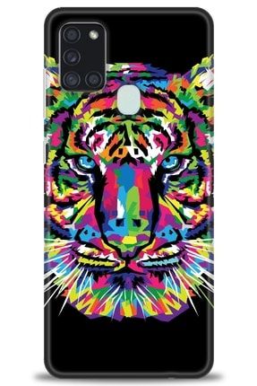 Samsung Galaxy A21s Kılıf Hd Baskılı Kılıf - Tiger Art + Temperli Cam tmsm-a21s-v-124-cm