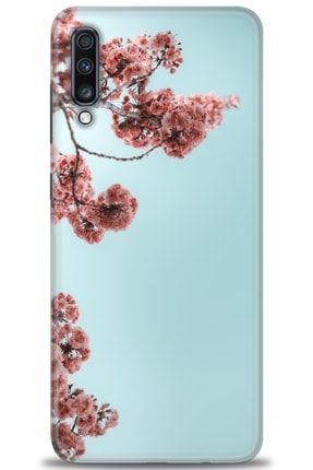 Samsung Galaxy A70 Kılıf Hd Baskılı Kılıf - Japon Çiçeği + Temperli Cam tmsm-a70-v-206-cm