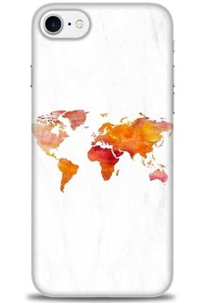 Iphone Se 2020 Kılıf Hd Baskılı Kılıf - Dünya Haritası + Temperli Cam nmap-iphone-se-2020-v-47-cm