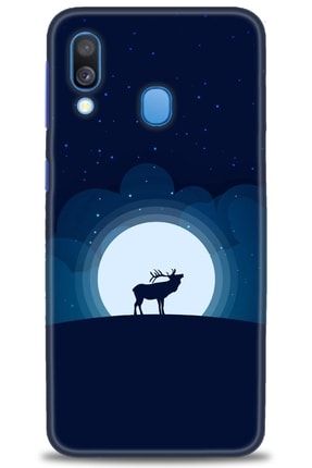 Samsung Galaxy A40 Kılıf Hd Baskılı Kılıf - Deer Moon + Temperli Cam nmsm-a40-v-99-cm