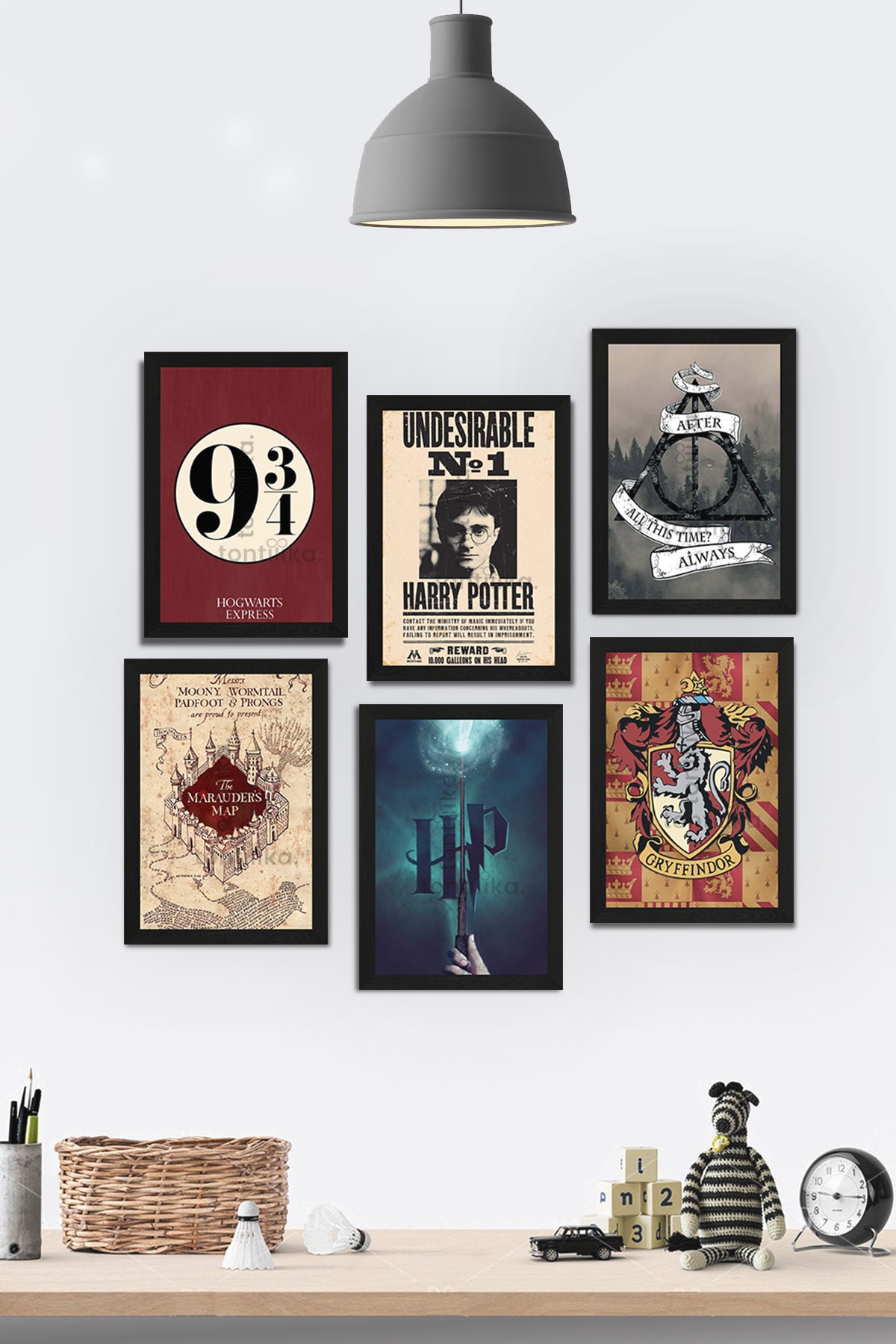 Tontilika 6 Parça Çerçeve Görünümlü Harry Potter Temalı Mdf Tablo Seti