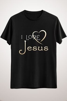 Erkek Siyah I Love Jesus - With Heart And Chic, Classic Design BD1433