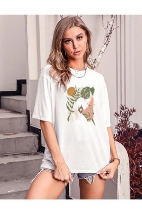 Kadın Tropical Lady Baskılı Oversize T-shirt TYC00417112649