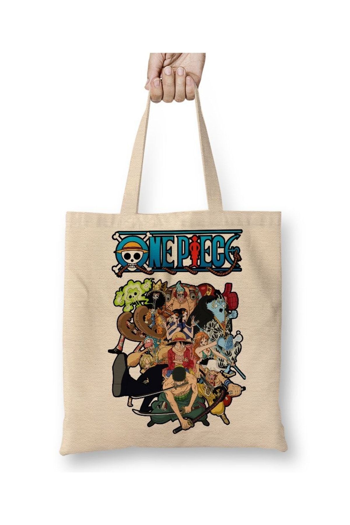 Baskı Dükkanı-One Piecemonkey D Luffy Roronoa Zoro Nico Robin Cloth Bag Long Handle 1