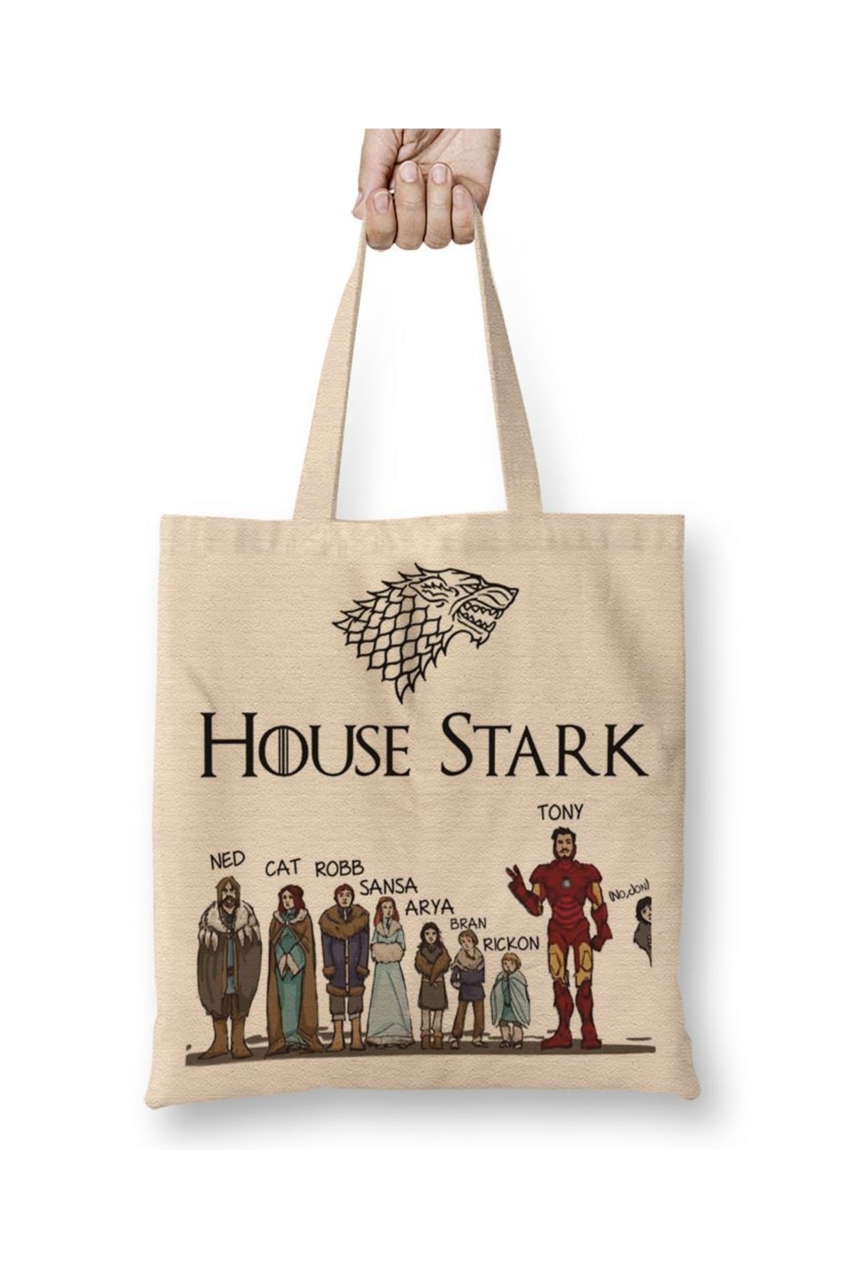 Game Of Thrones House Stark And Tony Stark Tote Bag Long Handle