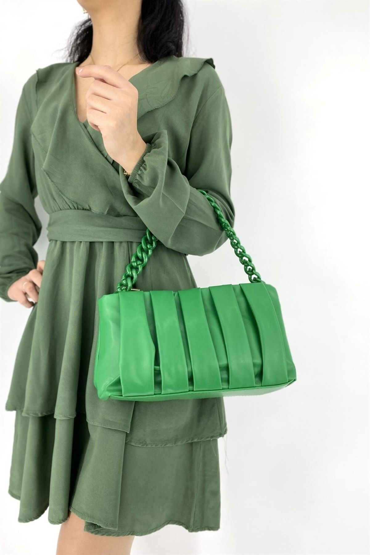 Çlk Accessories Kadın Zincirli Çanta Soft Büzgü Deri Çanta Trçanta1218  Yeşil Fiyatı, Yorumları - TRENDYOL