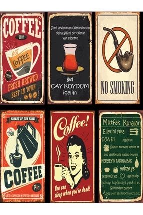 Kahve Çay Mutfak 6lı Retro Ahşap Poster Seti atc420-1335