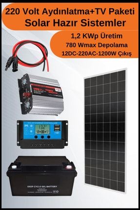 Tv+aydınlatma Venti Mono Solar Paket 220 Volt -1,2kwp ND-SP9M