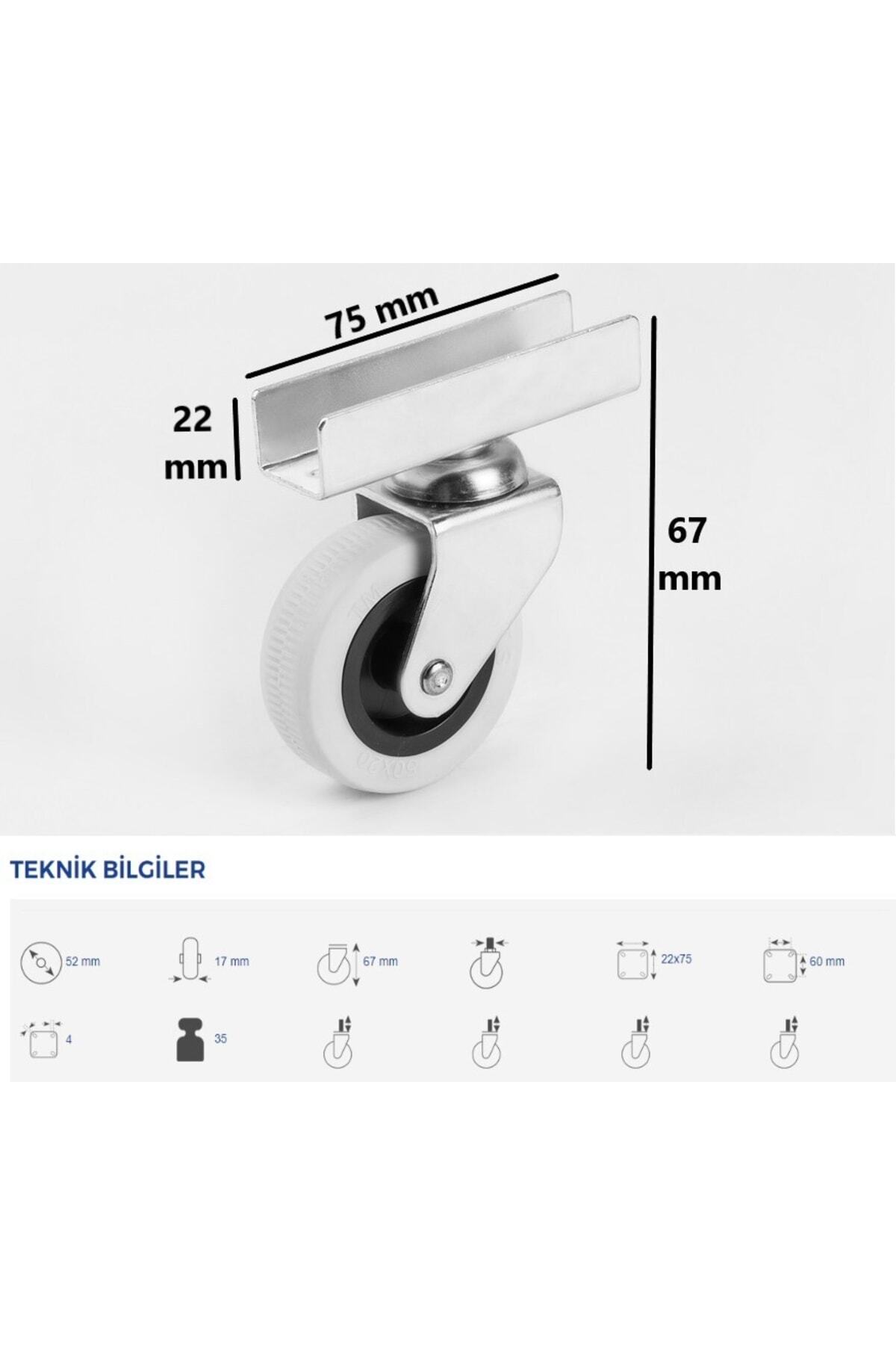 Resim Hts 323 Sehpa Masa Ofis Mobilya Tekeri 52x17 Geçirme Teker 