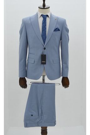 Açık Mavi Ekoseli Takım Elbise 200012200001-31