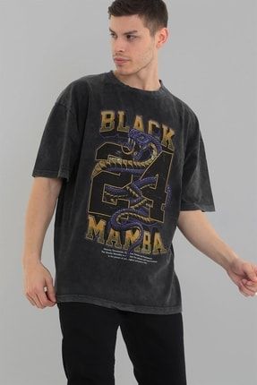 - Black Mamba Yıkamalı Antrasit Oversize T-shirt TS-22/004