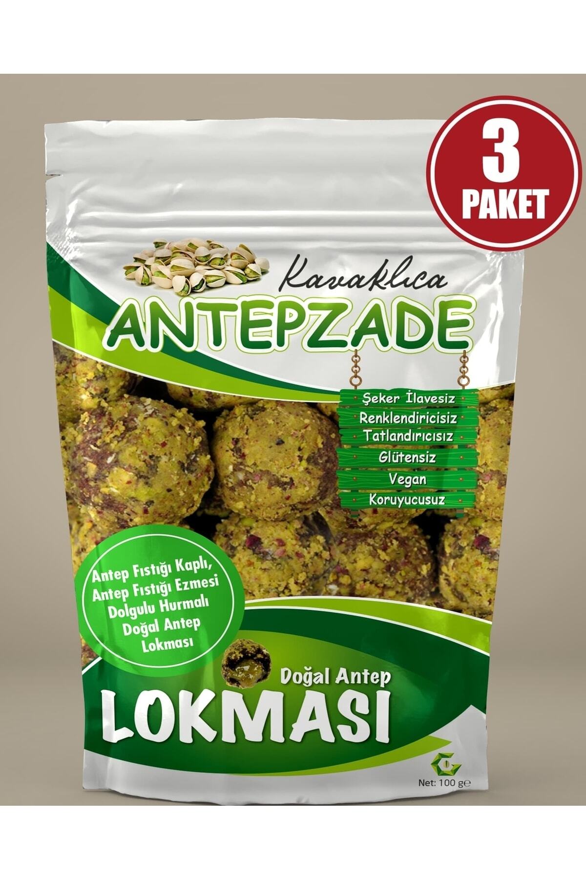 KAVAKLICA ANTEPZADE Antep Fıstığı Kaplı Fındık Ezmesi Dolğulu Hurmalı Antep Lokması 3 × 100 G