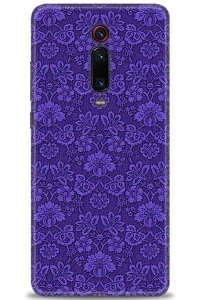 Xiaomi Mi 9t Kılıf Hd Baskılı Kılıf - Purple Fabric + Temperli Cam nmxi-mi-9t-v-62-cm