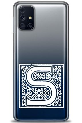 Samsung Galaxy M31s Kılıf Hd Baskılı Kılıf - Mosaic S Harfi Beyaz + Temperli Cam amsm-m31s-v-247-cm