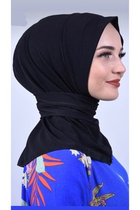 Çıtçıtlı Hazır Şal Eşarp Hijab Siyah Cfs