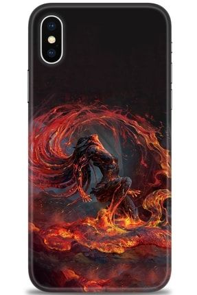 Iphone Xs Max Kılıf Hd Baskılı Kılıf - Fire Woman + Temperli Cam amap-iphone-xs-max-v-214-cm