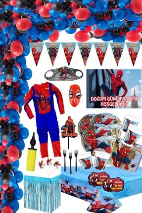 Spiderman Örümcek Adam Spaydirmen Parti Malzemeleri Kostüm Lü 16 Kişilk Party Seti Spıderman Set TYC00411973098