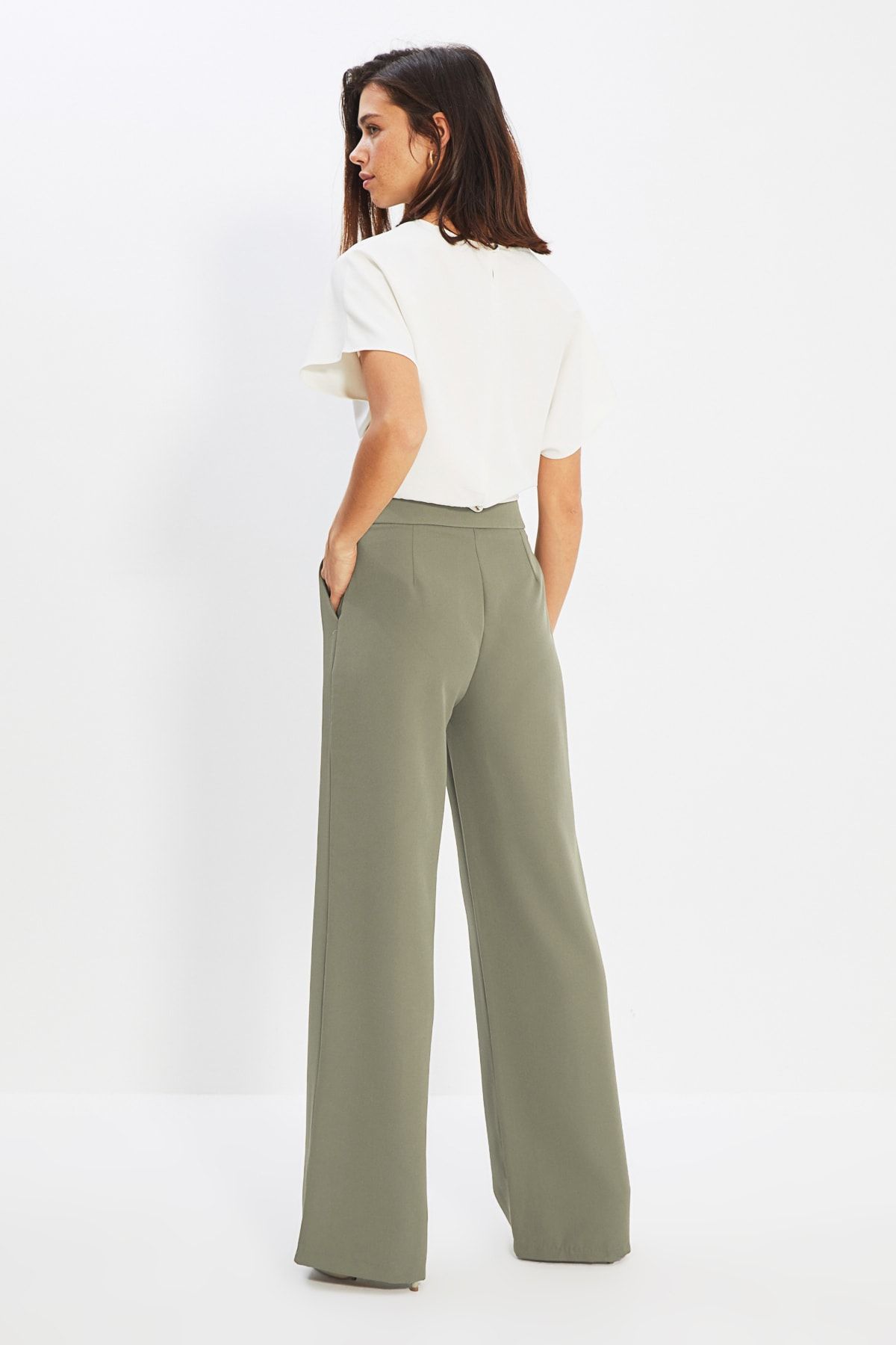 Trendyol Collection-Khaki-gewebte Hose mit weitem Bein – TWOAW22PL0139 5
