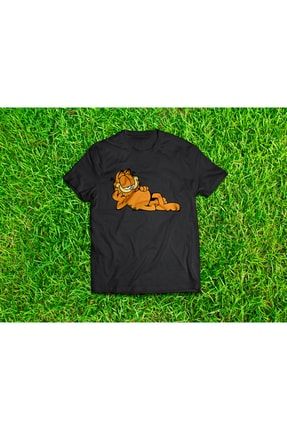 Garfield Baskılı Pamuklu Siyah T-shirt MutiCopyGrfld1