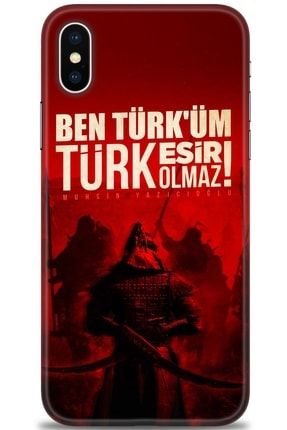 Iphone X Kılıf Hd Baskılı Kılıf - Türk Esir Olmaz + Temperli Cam tmap-iphone-x-v-11-cm
