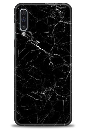 Samsung Galaxy A30s Kılıf Hd Baskılı Kılıf - Siyah Mermer + Temperli Cam tmsm-a30s-v-76-cm