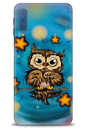 Samsung Galaxy A7 2018 Kılıf Hd Baskılı Kılıf - Owl Bird Stars + Temperli Cam amsm-a7-2018-v-165-cm