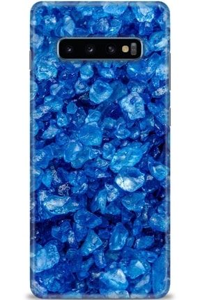 Samsung Galaxy S10 Plus Kılıf Hd Baskılı Kılıf - Mavi Taş + Temperli Cam amsm-s10-plus-v-62-cm