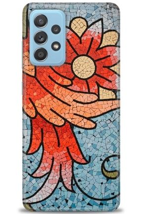 Samsung Galaxy A52s 5g Kılıf Hd Baskılı Kılıf - Mozaik Çiçek + Temperli Cam nmsm-a52s-5g-v-65-cm