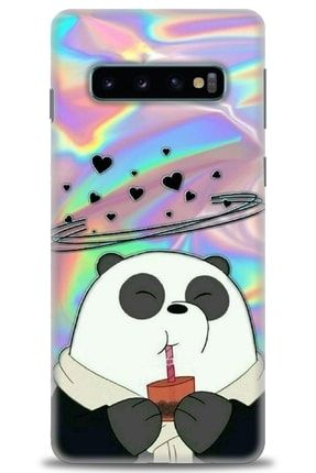 Samsung Galaxy S10 Kılıf Hd Baskılı Kılıf - Milkshake Panda + Temperli Cam nmsm-s10-v-134-cm