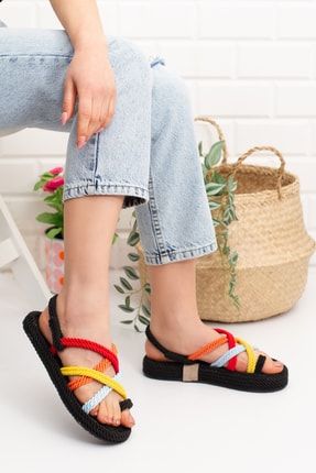 Renkli Kadın Sandalet Hasır/halat L300320222124