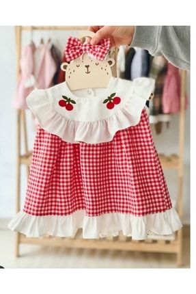 Kırazlı Bandanalı Bebek Kız Cocuk Elbisesi TYC00409323435