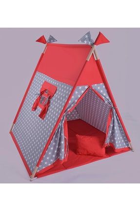 Pirizmatik Ahşap Çoçuk Çadırı Kızılderili Çadırı Oyun Evi Oyun Çadırı Kamp Çadırı Minderli PGY