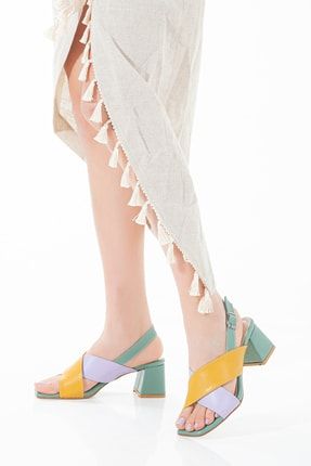 Çok Renkli Kısa Topuklu Kadın Ayakkabı lıl-891
