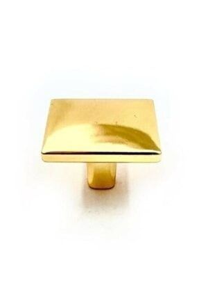 Kare Düğme Kulp Parlak Altın Mobilya Vestiyer Çekmece Dolap Kulbu Tek Delik 35X35ALTIN