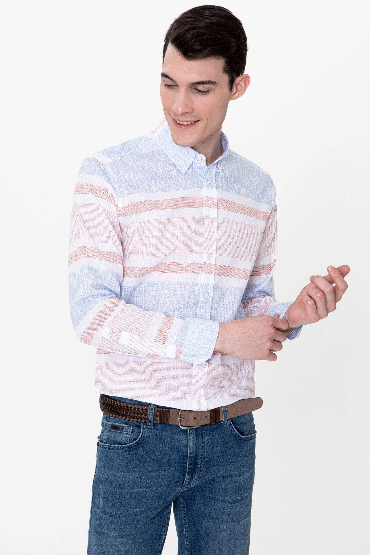 پیراهن مردانه نارنجی پیرکاردین | G021SZ004.000.1374662 اورجینال - تصویر 3