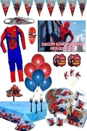 Spiderman Maske Örümcek Adam Parti Malzemeleri Kostümlü Party Seti TYC00411728941