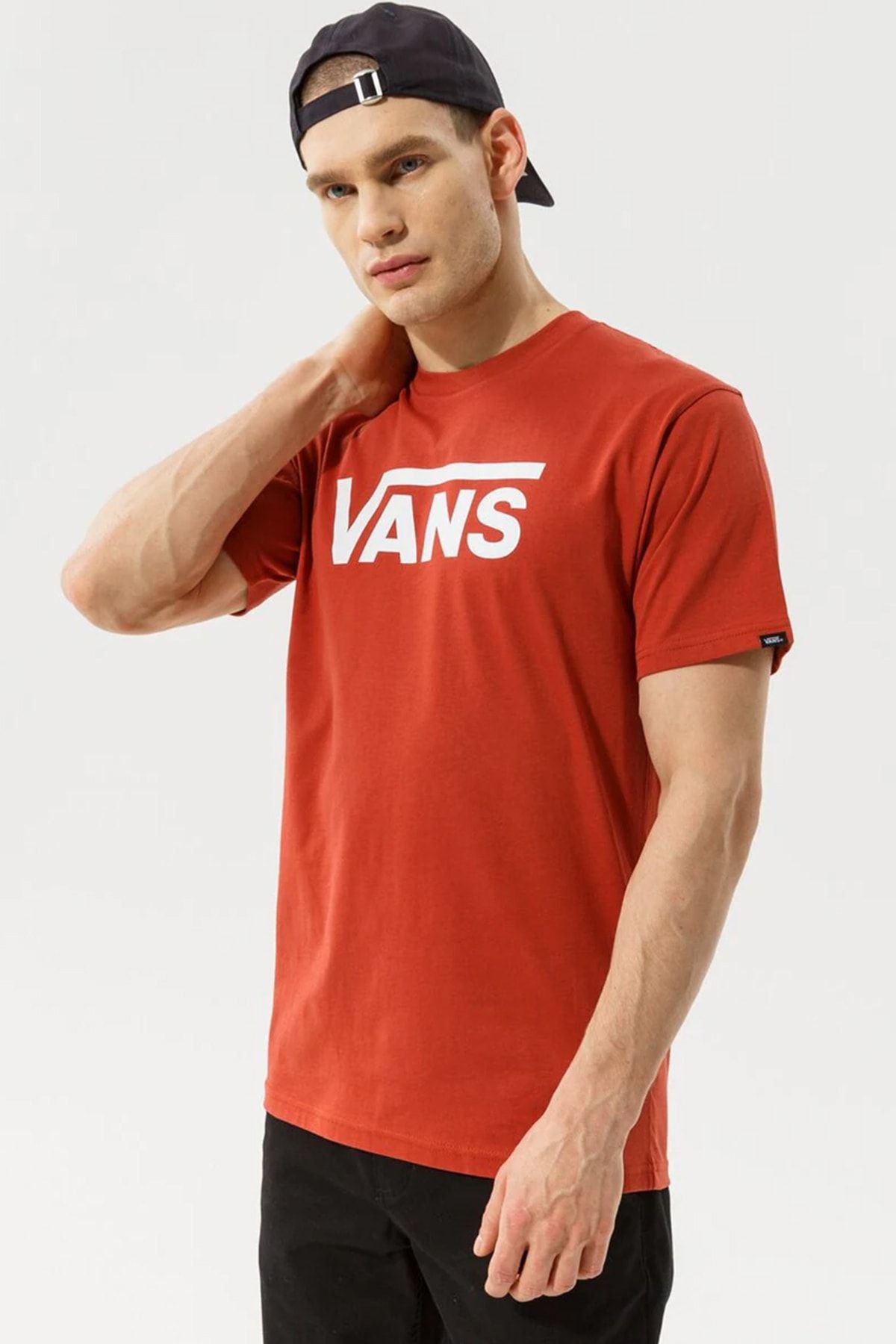 تی شرت نارنجی یقه خدمه طرح چاپی مدل ساده آستین کوتاه مردانه ونس Vans (برند آمریکا)