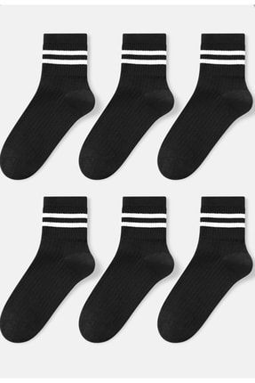 6 Çift Siyah Çizgili Çorap TYC00410681337