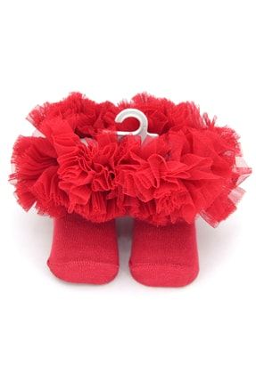 Kız Çocuk Bebek Fırfırlı Kokoş Soket Çorap Kırmızı FKS-KRMZ