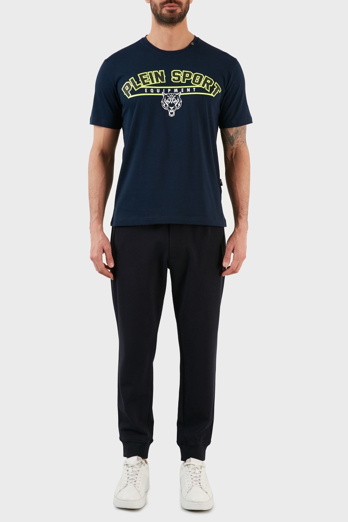 Plein Sport Logolu Bisiklet Yaka 100 Pamuk T Shirt Erkek T Shirt T ps114tn85 Erkek Giyim