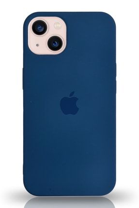 Iphone 13 Mini Uyumlu Logolu Silikon Kılıf Altı Kapalı Içi Kadife Lansman Arka Kapak - Lacivert KZY_SİGN_IP13MNİ