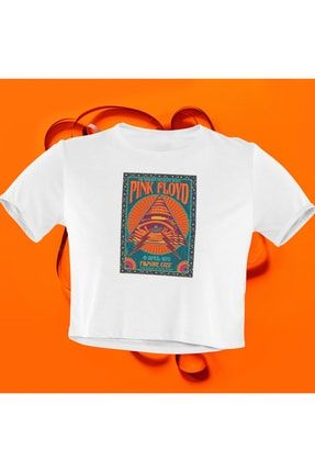 Crop-top Pink Floyd Baskılı Yarım Tişört PLBCR000178