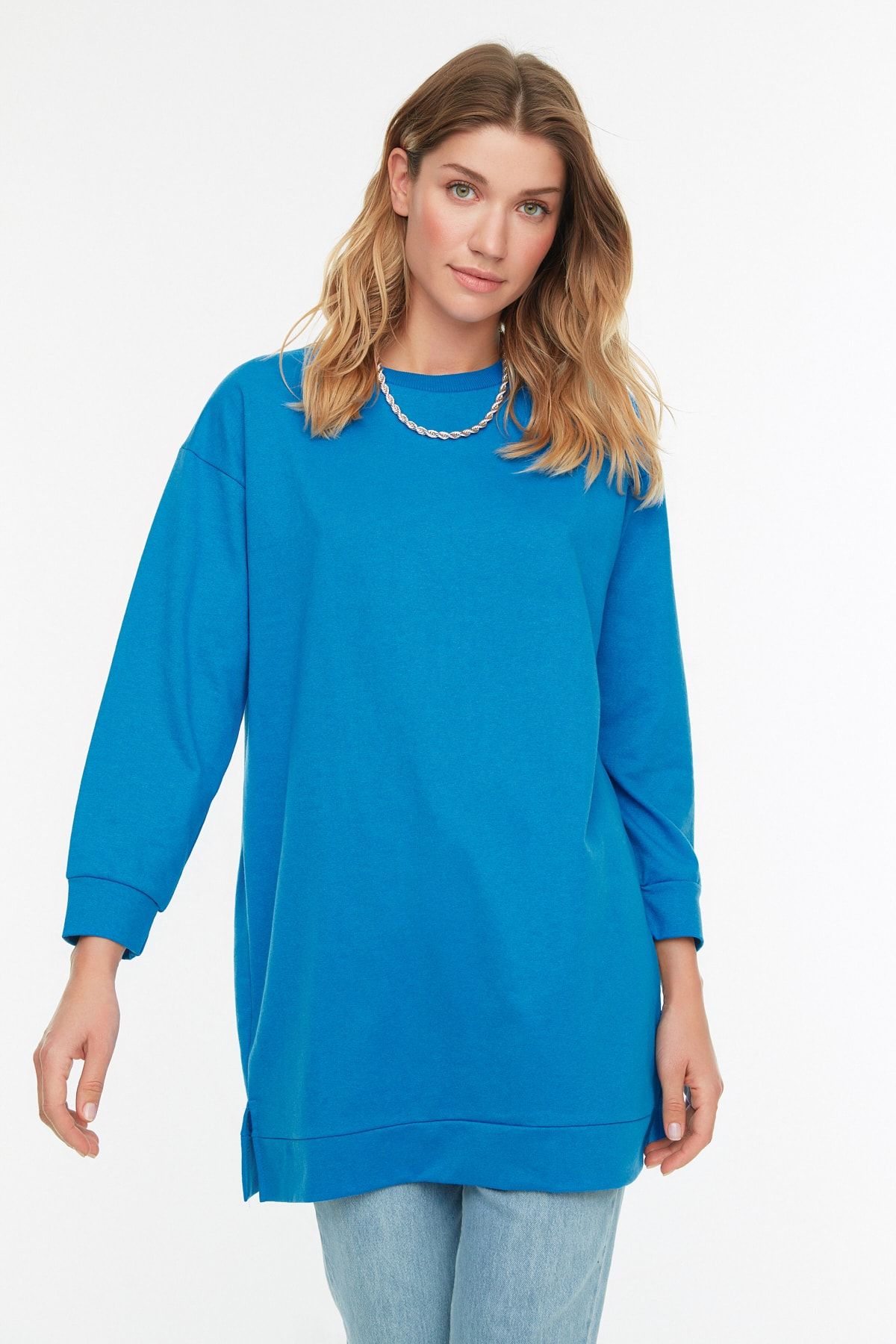 Trendyol Modest-Синьо-зелен 2 пакета трикотажни трикотажни суичъра с кръгло деколте TCTAW22TW0152 4