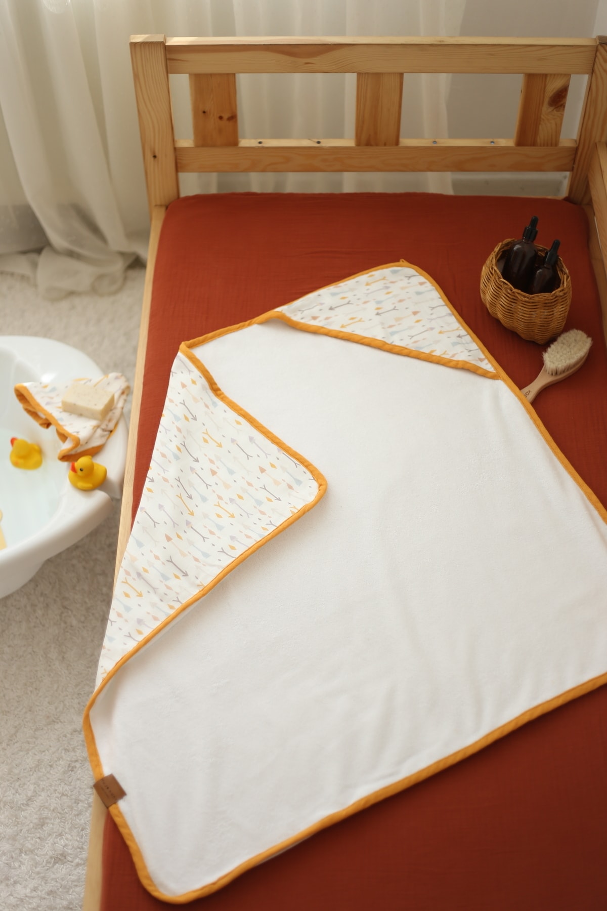Double Layered Muslin Baby Towel Set - 50% Bamboo 50% Cotton - Hello Baby Collection