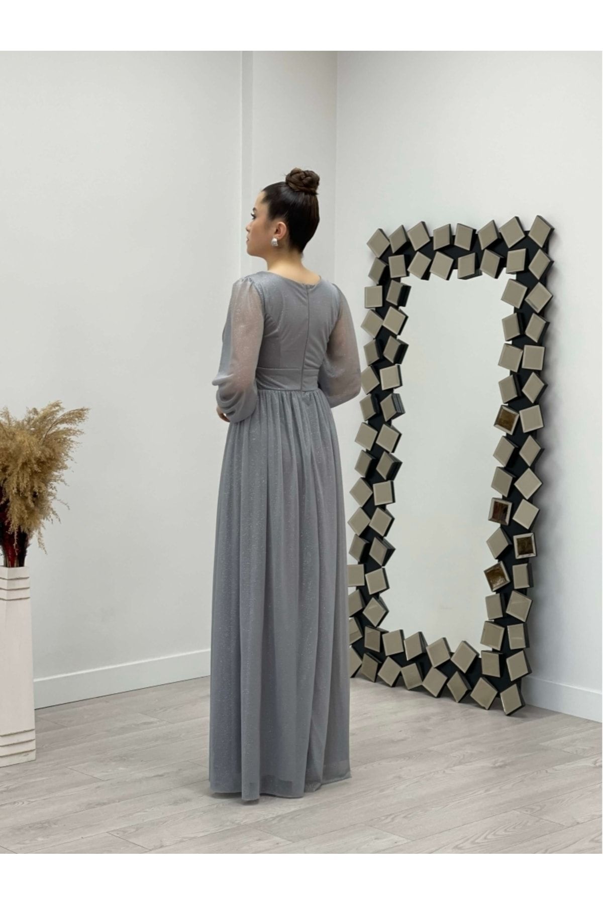 Grey discount chiffon dress
