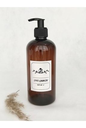 Amber Cam Görünümlü Plastik Sabunluk Mutfak & Banyo Sıvı Sabun Şişesi Pompa Kapaklı (500ml) Dem 31